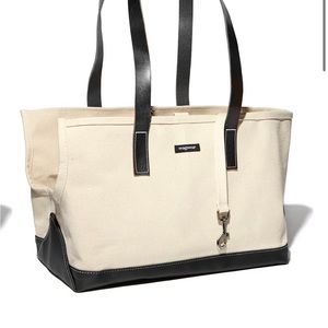 Wagwear XL carpenter bag dog carrier.  With black leather straps